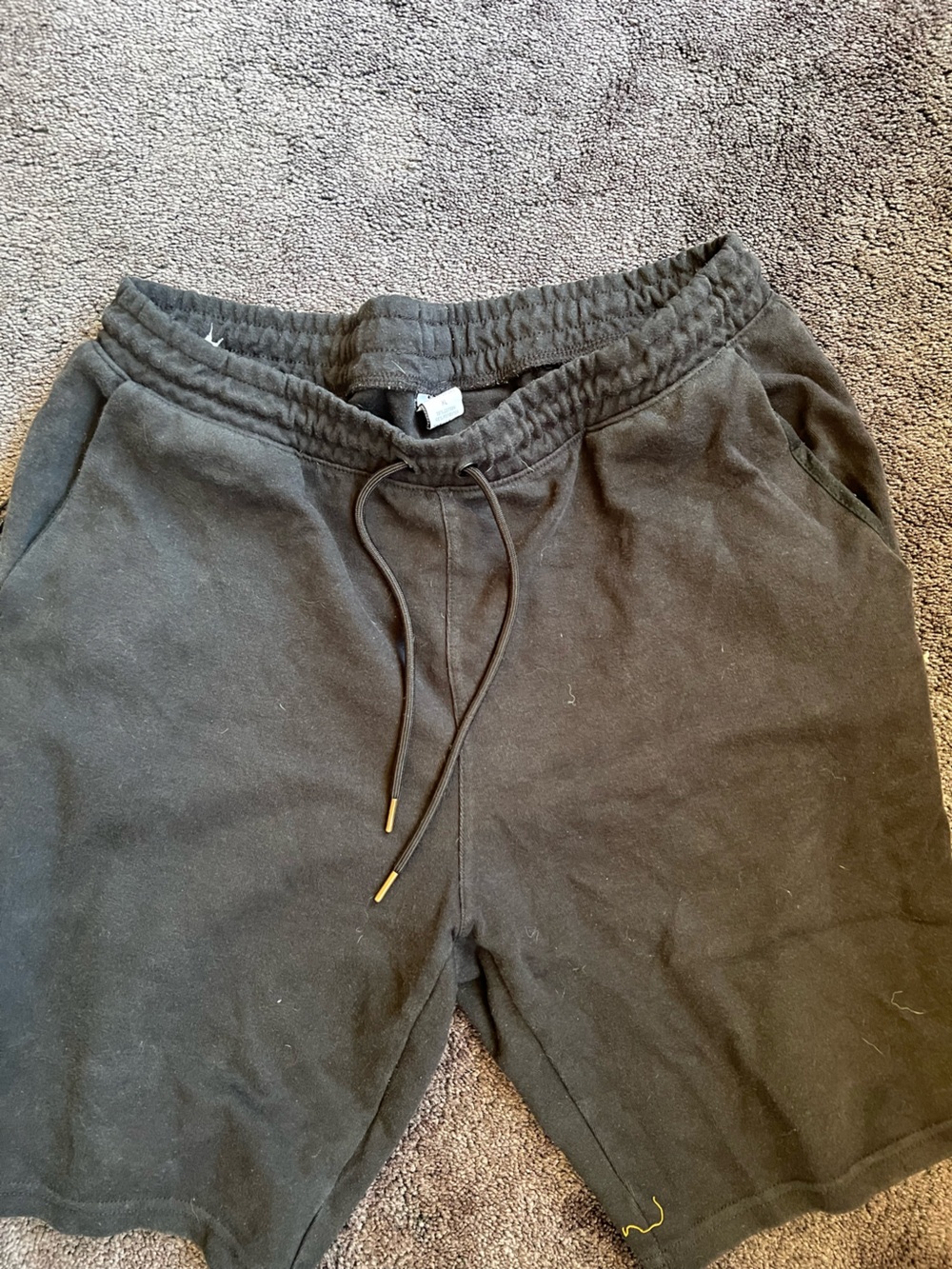 Black Cotton Drawstring Shorts